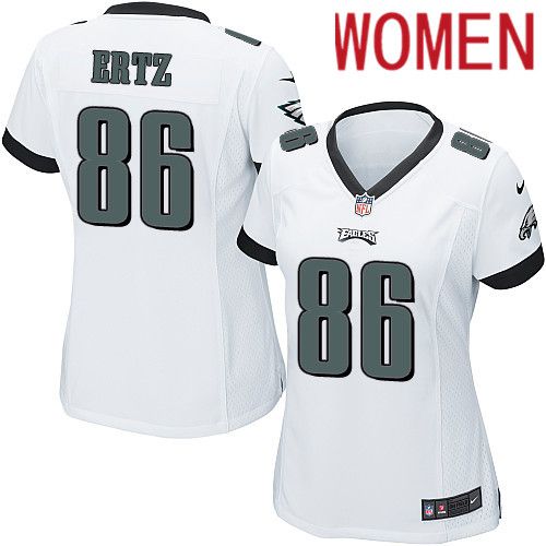 Cheap Women Philadelphia Eagles 86 Zach Ertz Nike White Game NFL Jersey